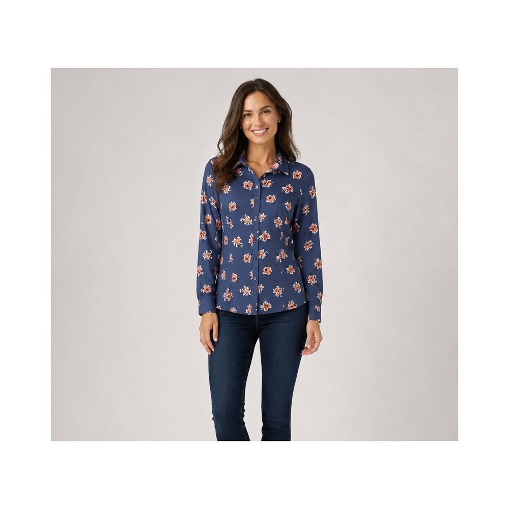 Duluth Trading Sidewinder Vented‎ Outdoor Shirt Womens M Blue Floral Nylon